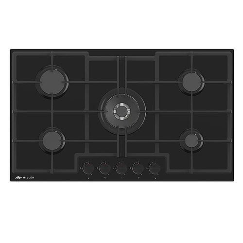 Millen 90cm Built-in Gas Hob MGHG 9001 BL 5 Burners Cooktop 12100W, 3 Year Warranty