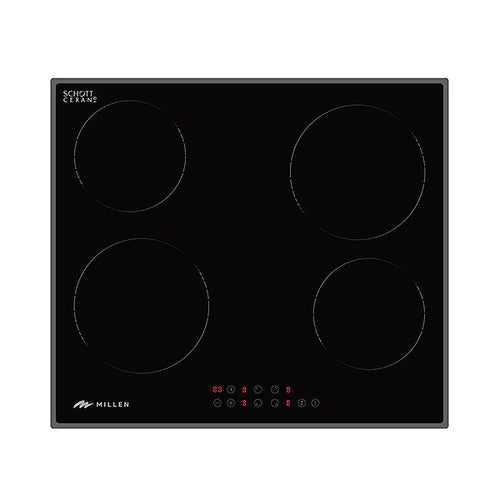 Millen 60cm Built in Electric Hob MEH 601 BL 4 Heating Zones Black Glass 6000W