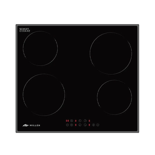 Millen 60cm Built in Electric Hob MEH 601 BL 4 Heating Zones Black Glass 6000W