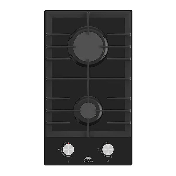 Load image into Gallery viewer, Millen 30cm Built-in 2 Burner Gas Hob MGHG 3001 BL With Black Glass Finish 3900W, 3 Year Warranty
