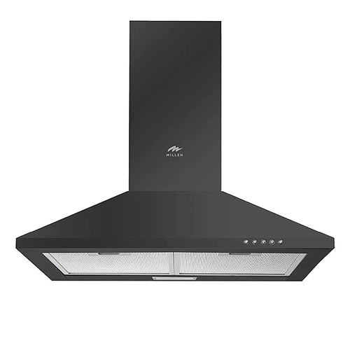 Millen 60cm Black Chimney Range Hood MKH 604 BL Stainless Steel 65W, 3 Year Warranty