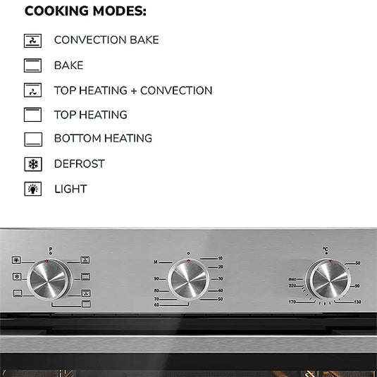 Millen 60cm Built-in Electric Oven MEO 6001 IX Stainless Steel 7 Cooking Modes 2352W, 3 Year Warranty