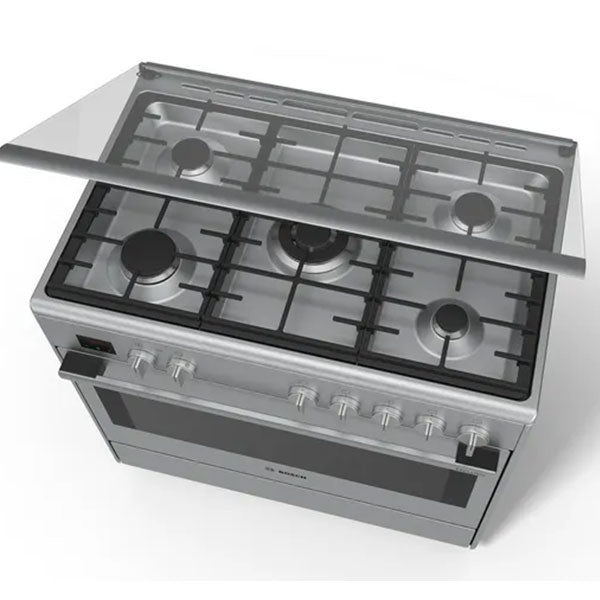 Load image into Gallery viewer, Bosch Series 8 Dual Fuel Range Cooker HSB738357M Stainless Steel
