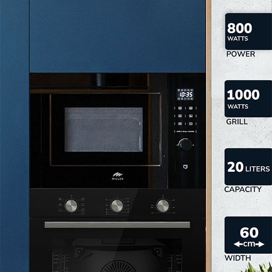 Millen Microwave Oven MBW 381 BL Touch Screen & Knob Controls, 3 Year Warranty