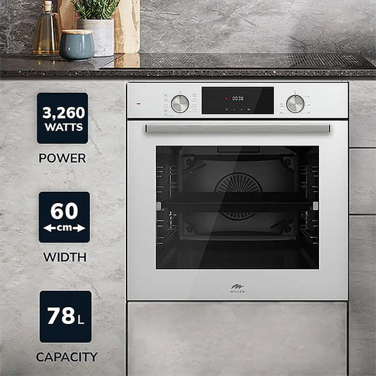 Millen 60cm Built-in Electric Oven MEO 6003 WH 9 Cooking Modes 3260W, 3 Year Warranty