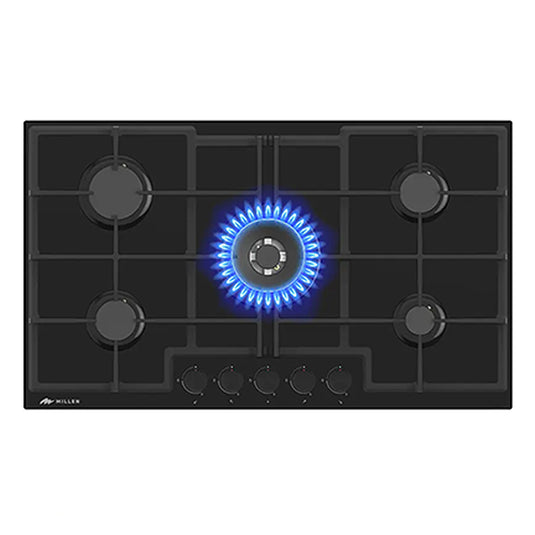 Millen 90cm Built-in Gas Hob MGHG 9001 BL 5 Burners Cooktop 12100W, 3 Year Warranty