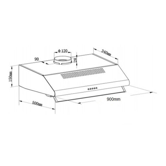 Standard Fixed Hood BMECH9FS-2 90cm