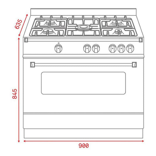 TEKA FS 903 5VE SS 90cm Free Standing Cooker with vitroceramic hob and multifunction electric oven