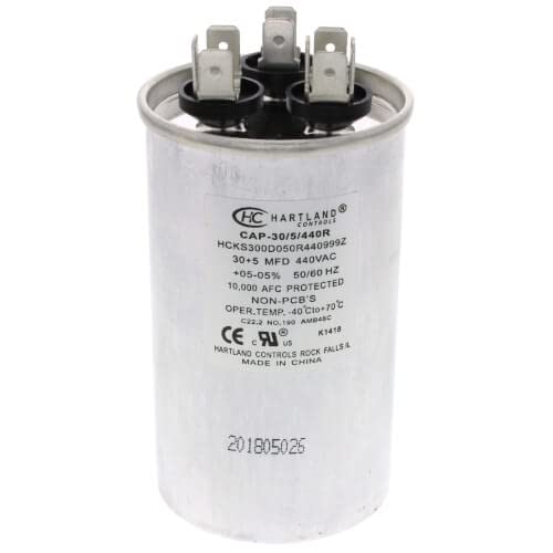 30 + 5 MFD Capacitor 370 or 440 VAC Round Run Capacitor for Fan Motor