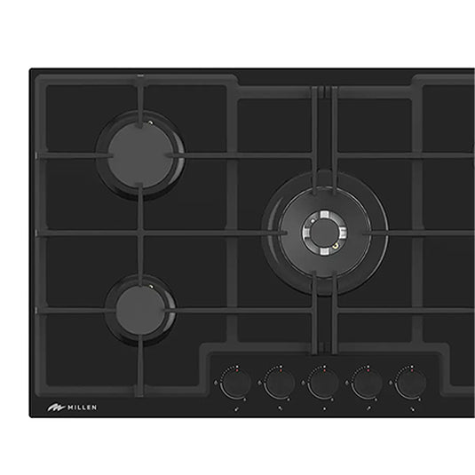 Millen 90cm Built-in Gas Hob MGHG 9001 BL 5 Burners Cooktop 12100W, 3 Year Warranty