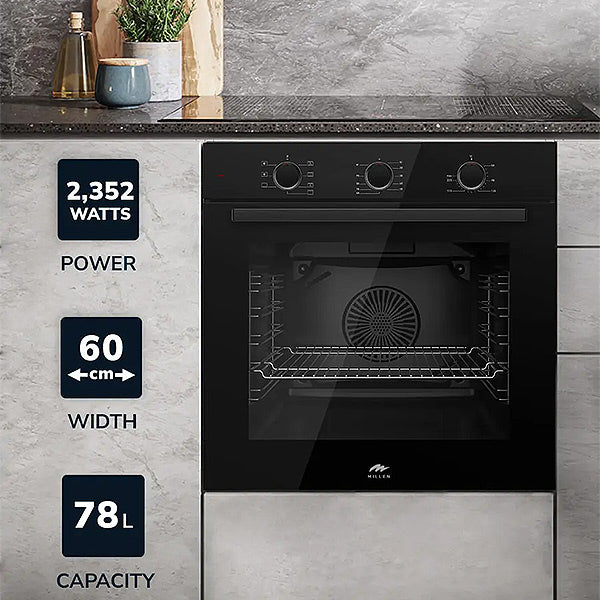 Load image into Gallery viewer, Millen 60cm Built-in Electric Oven MEO 6001 BB 7 Cooking Modes 2352W, 3 Year Warranty
