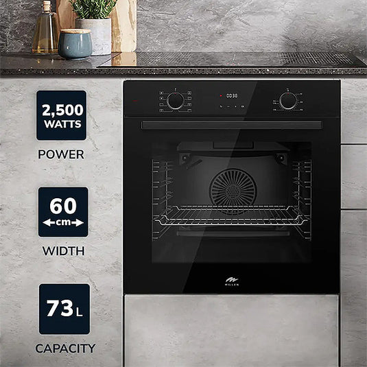 Millen 60cm Built-in Electric Oven MEO 6002 BB 8 Cooking Modes 2500W, 3 Year Warranty