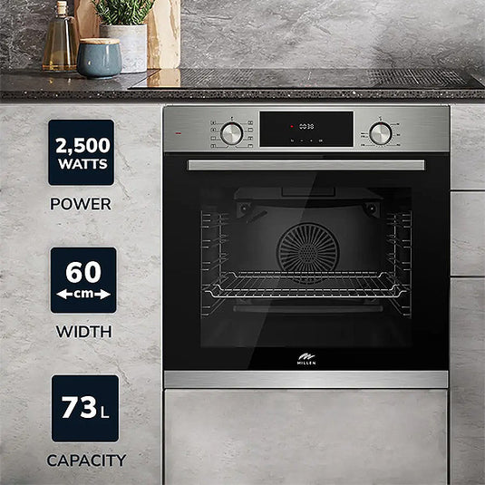 Millen 60cm Built-in Electric Oven MEO 6002 IX 8 Cooking Modes 2500W, 3 Year Warranty