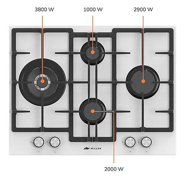 Load image into Gallery viewer, Millen 65cm Built-in 4 Burner Gas Hob MGHG 6502 WH 9700W, 3 Year Warranty
