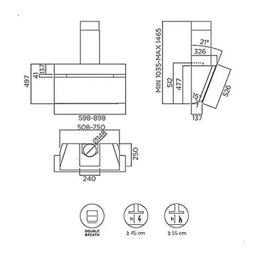 Baumatic Vertical Wall Mounted Hood BMECH9WVBL-3 90cm