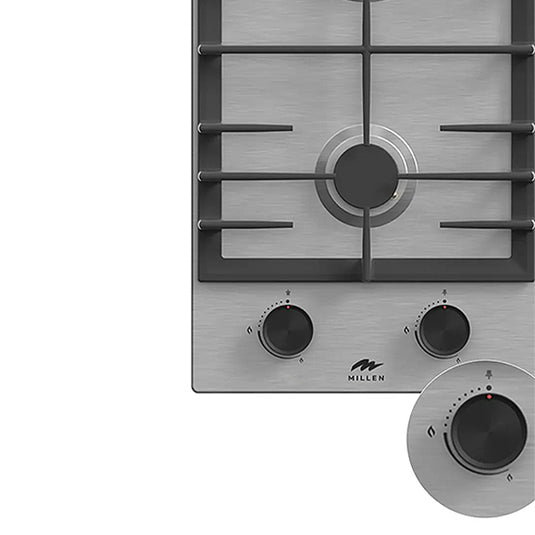 Millen 30cm Built-in 2 Burners Gas Hob MGH 3002 IX Stainless Steel 3900W, 3 Year Warranty