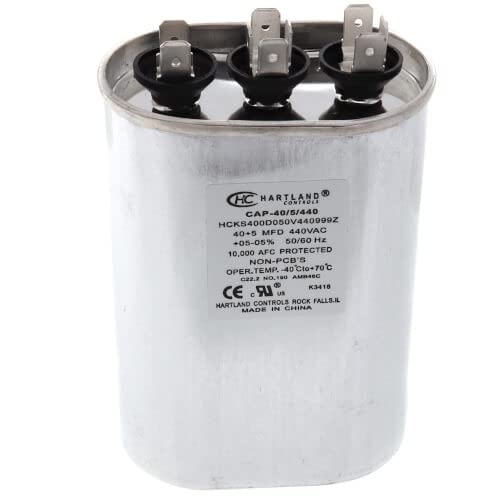 40+5 MFD Oval Capacitor 370/440 Volt Dual Run Capacitor 40/5/440R Condenser Straight Cool/Heat Pump Air Conditioner 5 uf by The HVAC Genius P[rice.