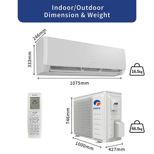 Gree PULAR White Wall Split AC R30C3 R 2.5 Ton | Efficient Rotary Air Conditioner