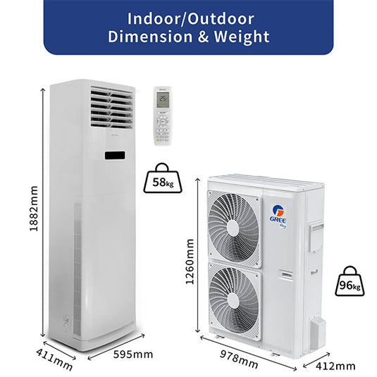 Gree iFLOWIND White Free Standing Inverter AC 48C3 R410a | High-Capacity Cooling Aircon