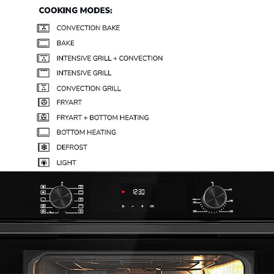 Millen 60cm Built-in Electric Oven MEO 6003 BL 9 Cooking Modes 3260W, 3 Year Warranty