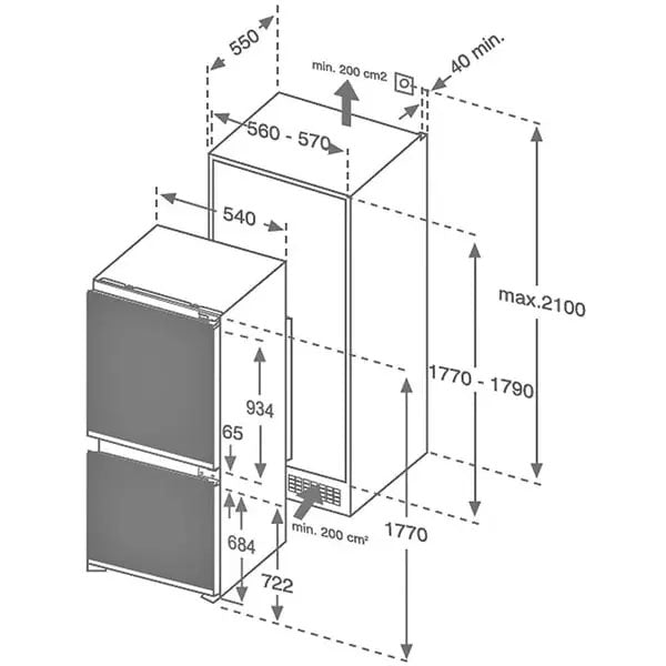 Load image into Gallery viewer, Baumatic Built In Bottom Freezer Refrigerator BMEFIF7030
