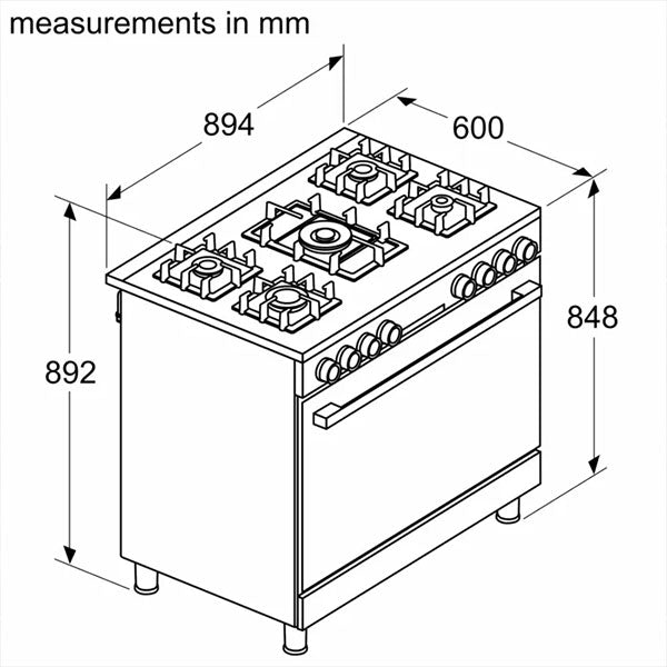 Load image into Gallery viewer, Bosch Series 8 Gas Range Cooker HJY5G7V60M Black
