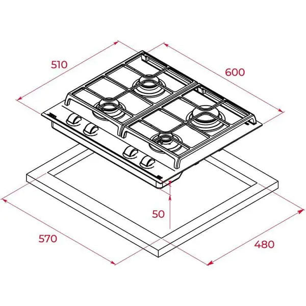 Load image into Gallery viewer, TEKA GZC 64300 BK Gas on Glass Hob with ExactFlame function in 60 cm of butane gas
