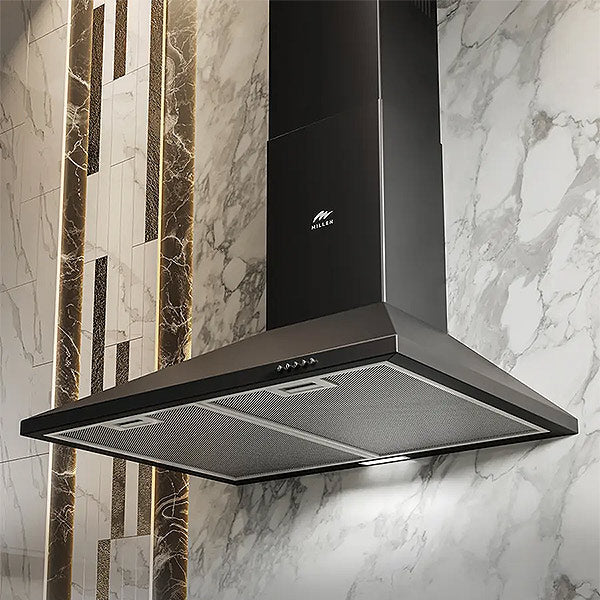 Load image into Gallery viewer, Millen 60cm Black Chimney Range Hood MKH 604 BL Stainless Steel 65W, 3 Year Warranty
