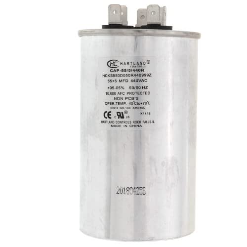 55 + 5 MFD Capacitor Micro Farad 370 or 440 Volt Dual Run Round Capacitor