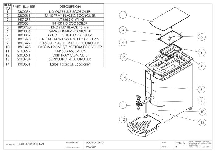 Load image into Gallery viewer, Marco Eco Boiler T5 Automatic Hot Water Boiler 5 Ltr Counter Top Stainless Steel and Plastic
