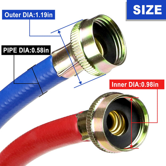 Washing Machine Hoses Red and Blue Coded