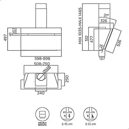 Baumatic Vertical Wall Mounted Hood BMECH9WVBL-3 90cm