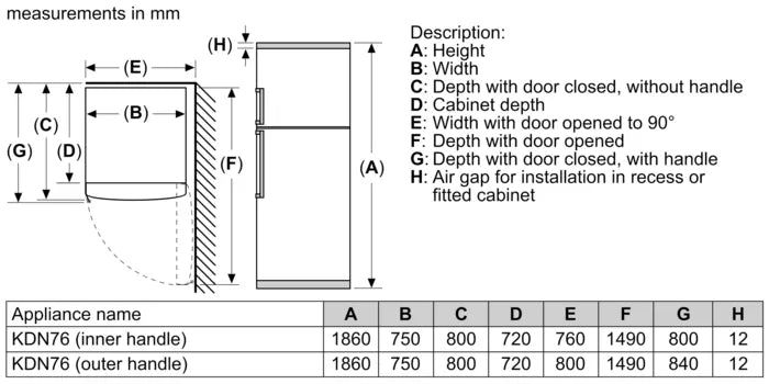 Load image into Gallery viewer, Bosch Series 4 Freestanding Fridge-freezer KDN76XI30M With Freezer at Top 186 x 75 cm
