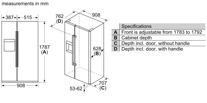 Load image into Gallery viewer, Bosch Series 4 Side by Side Refrigerator KAI93VI30M 178.7 x 90.8 cm
