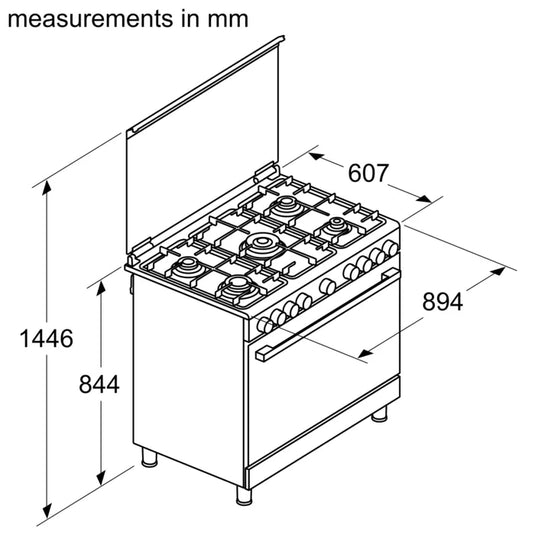 Bosch Series 6 Gas Range Cooker HGW3ASQ50M Stainless Steel