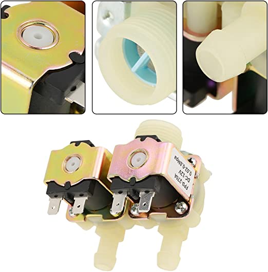 DN20 G3/4 DC 12V Dual Head Water Inlet Solenoid Valve for Washing Machine Normally Closed