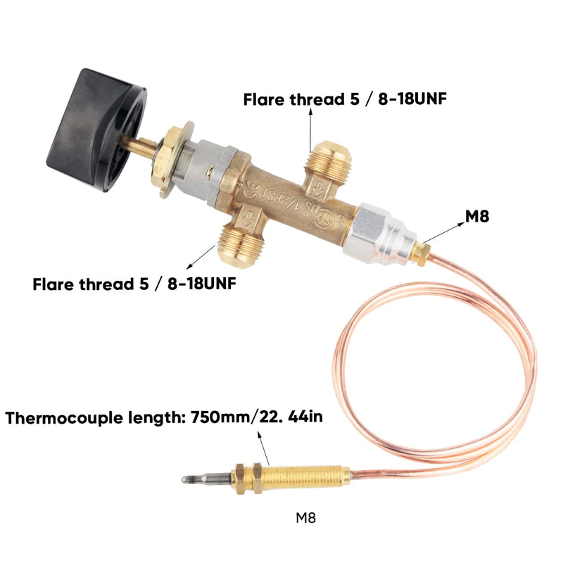 Load image into Gallery viewer, Low Pressure LPG Propane Gas Fireplace Fire Pit Flame Failure Safety Control Valve Kit with Thermocouple &amp; Knob Switch
