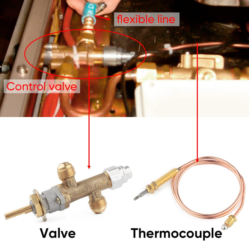 Load image into Gallery viewer, Low Pressure LPG Propane Gas Fireplace Fire Pit Flame Failure Safety Control Valve Kit with Thermocouple &amp; Knob Switch
