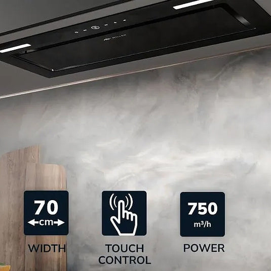 Millen 70cm Built-in Range Hood MBKHG 702 BL 230W, 3 Year Warranty