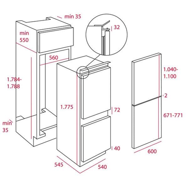 Load image into Gallery viewer, TEKA Built In refrigerator Bottom Freezer 275 Litres ARTIC CI3 350 NF
