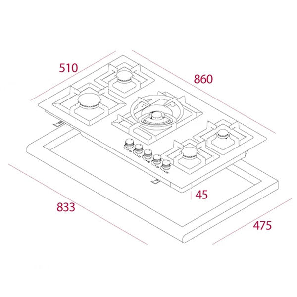 Load image into Gallery viewer, TEKA EFX 90 1 5G AI AL DR LEFT Gas hob with 5 high efficiency burners in 90 cm of natural gas
