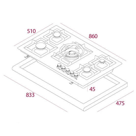 TEKA EFX 90 1 5G AI AL DR LEFT Gas hob with 5 high efficiency burners in 90 cm of natural gas