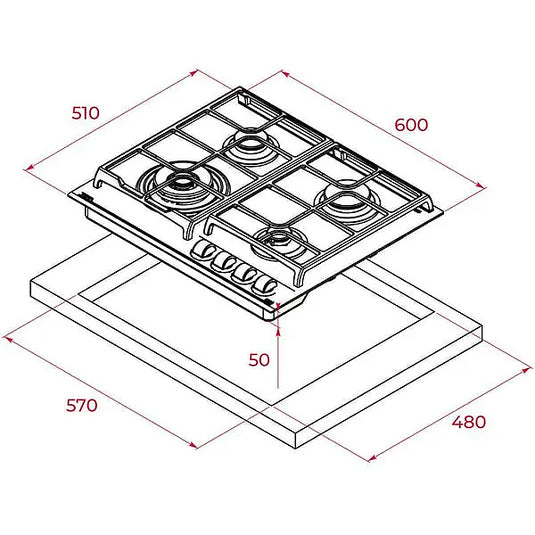 TEKA GZC 64320 ST Gas on Glass Hob with ExactFlame function in 60 cm of butane gas Urban Colors