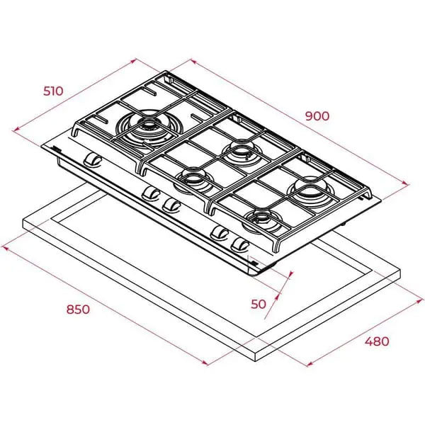 Load image into Gallery viewer, TEKA GZC 95320 Gas on Glass Hob with ExactFlame function in 90 cm of butane gas
