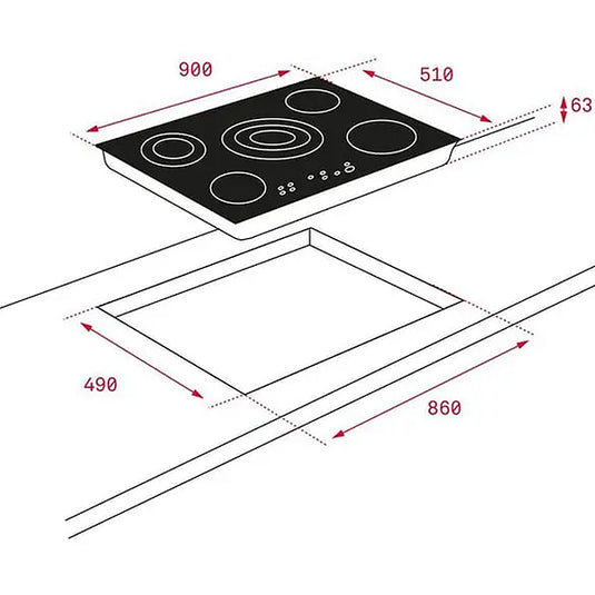 TEKA TR 951 90cm Vitroceramic Hob with 5 zones and Touch Control