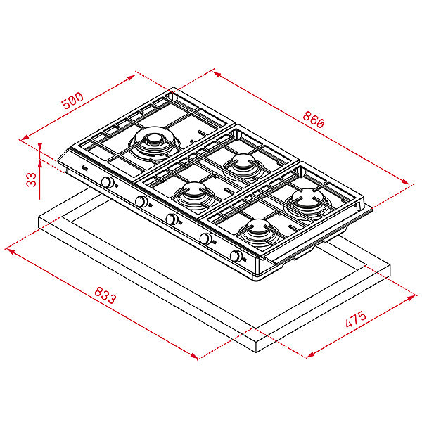 Load image into Gallery viewer, Teka Free Standing 5 Burner Gas Hob EX 90.1 5G AI AL DR CI BUT
