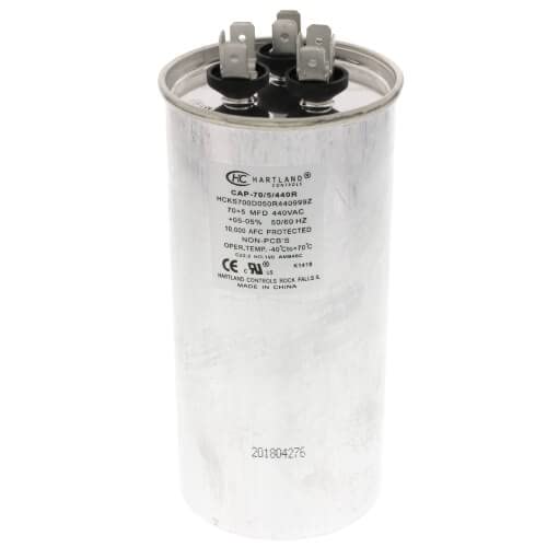 The HVAC Genius, 70 + 5 MFD Capacitor 370 or 440 VAC Oval Run for Fan Motor Blower Condenser in Air Handler Straight Cool – Heat Pump Conditioner Furnace Pool by 70-5 Round Price.