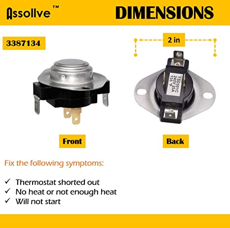 Toolsco Reliable 3977393 Thermal Fuse 3977767 Dryer Thermostat 3387134 Dryer Cycling Thermostat 3392519 Dryer