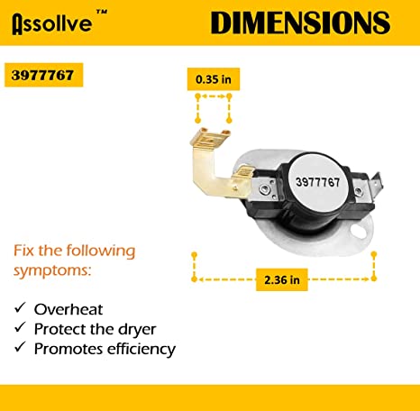 Toolsco Reliable 3977393 Thermal Fuse 3977767 Dryer Thermostat 3387134 Dryer Cycling Thermostat 3392519 Dryer