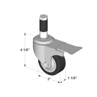 Load image into Gallery viewer, Anti-static swivel stem-mount caster with brake EW-3ESB 3
